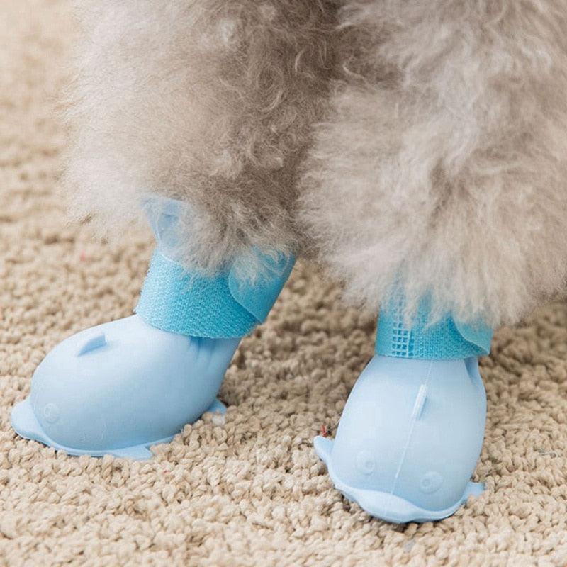 4Pcs/set Pet Dog Rain Shoes - Dog Booties Rubber Portable Anti Slip Waterproof Dog Cat Rain Shoes (2U69)