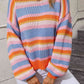 Striped Round Neck Dropped Shoulder Sweater - Deals DejaVu