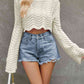 Round Neck Long Sleeve Cropped Sweater - Deals DejaVu