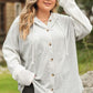 Plus Size Button Up Drawstring Long Sleeve Hoodie