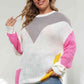 Plus Size Color Block Round Neck Sweater