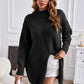 Exposed Seam Mock Neck Slit Sweater - Deals DejaVu