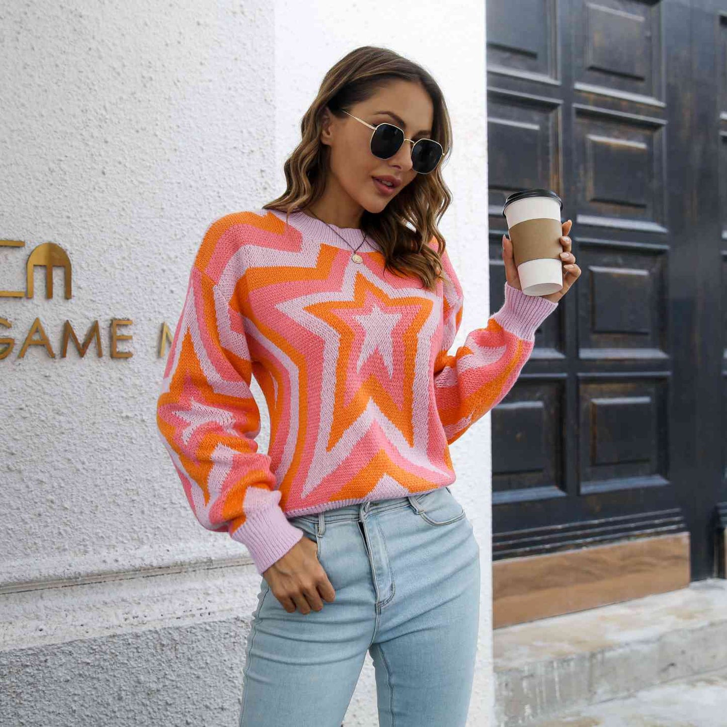 Star Dropped Shoulder Sweater - Deals DejaVu