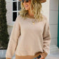 Chevron Ribbed Trim Dropped Shoulder Knit Pullover