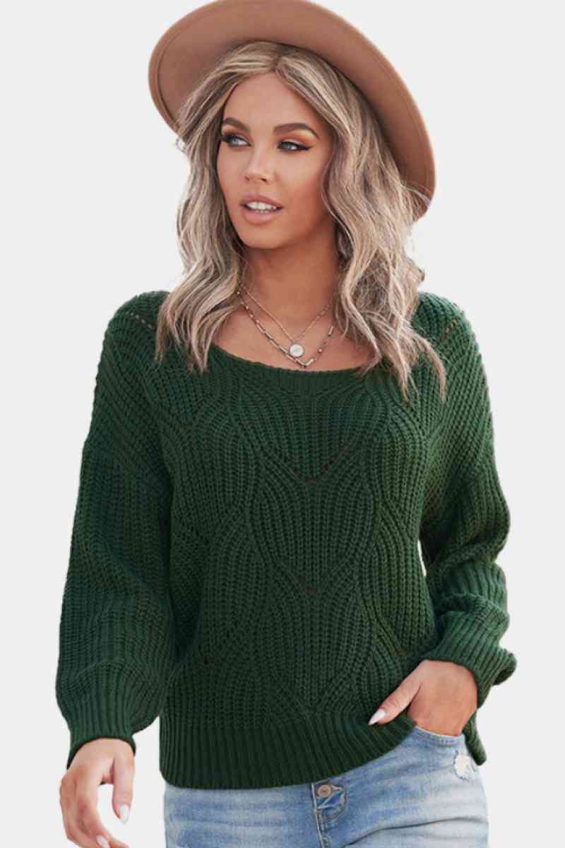 Drop Shoulder Round Neck Sweater - Deals DejaVu