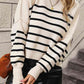 Striped Dropped Shoulder Round Neck Pullover Sweater - Deals DejaVu
