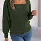 Square Neck Mixed Knit Sweater