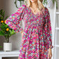 Floral Smocked V-Neck Flounce Sleeve Dress (MWBT) T - Deals DejaVu