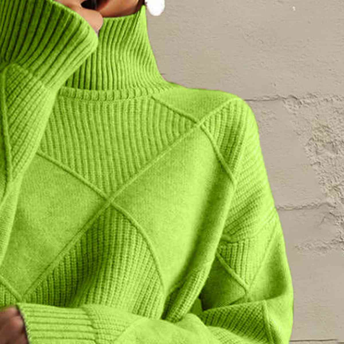 Geometric Turtleneck Long Sleeve Sweater - Deals DejaVu