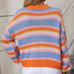 Striped Round Neck Dropped Shoulder Sweater - Deals DejaVu