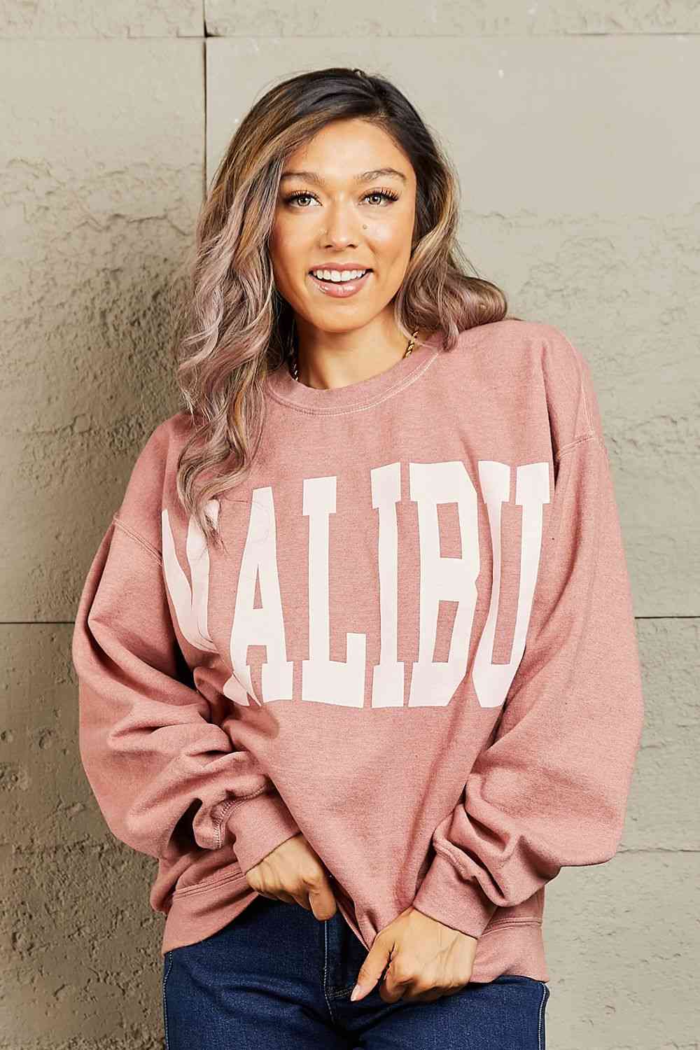 Sweet Claire "Malibu" Oversized Crewneck Sweatshirt - Deals DejaVu