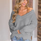 Frayed Hem Dropped Shoulder Sweater - Deals DejaVu