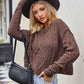 Cable-Knit Round Neck Dropped Shoulder Sweater - Deals DejaVu