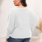 Full Size Boat Neck Batwing Sleeve Sweater
