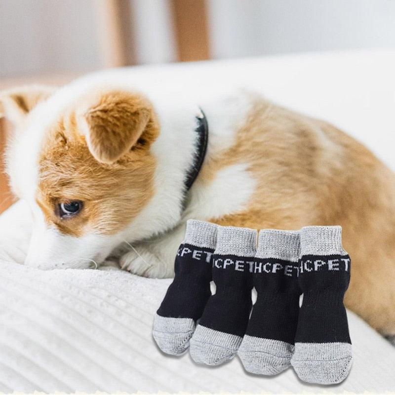 4pcs Anti-skid Cat Dog Shoes - Soft Knit Pet Dog Shoes Small Dog - Paw Care (2U75)