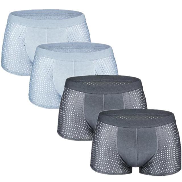 Great 4pcs/Lot Men's Boxers Underpants - Shorts Mesh Sexy Silk Large Size L-7XL (D9)(TG6)