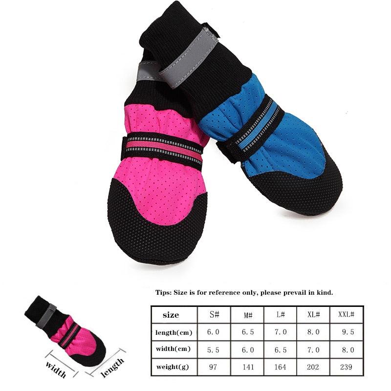 4pcs Breathable Pet Dog Shoes Rubber Anti-Slip Dog Boots - Paw Protector Warm Reflective Shoes (D69)(W8)