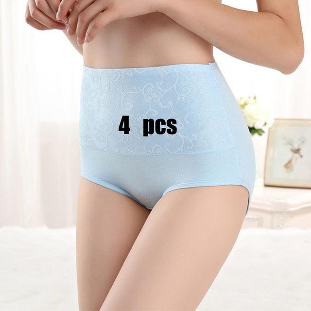 Amazing 4pcs/lot High Waist 100% Women's Cotton Underwear - Comfortable Breathable Abdomen Underwear (TSP2)