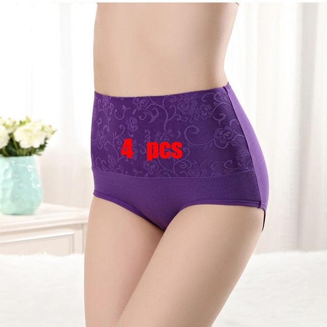 Amazing 4pcs/lot High Waist 100% Women's Cotton Underwear - Comfortable Breathable Abdomen Underwear (TSP2)