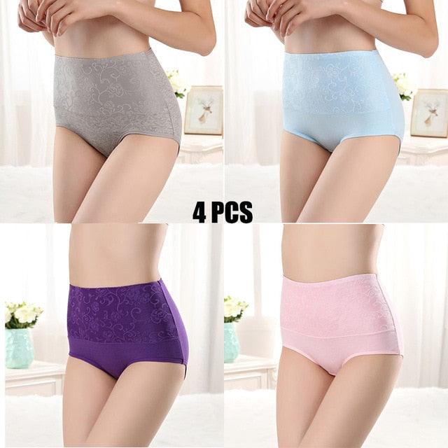 Amazing 4pcs/lot High Waist 100% Women's Cotton Underwear - Comfortable Breathable Abdomen Underwear (TSP2)