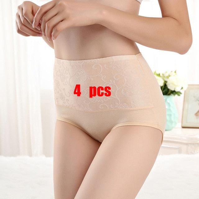 Amazing 4pcs/lot High Waist 100% Women's Cotton Underwear - Comfortable Breathable Abdomen Underwear (TSP2)