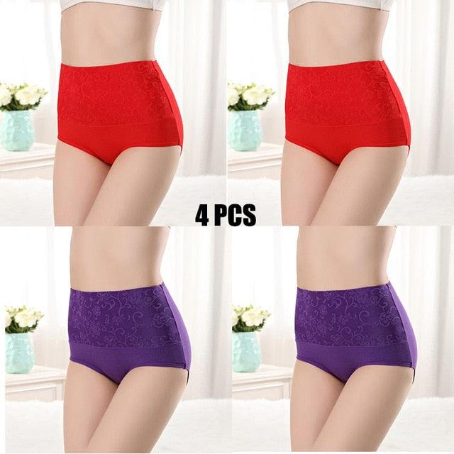 Amazing 4pcs/lot High Waist 100% Women's Cotton Underwear - Comfortable Breathable Abdomen Underwear (TSP2)