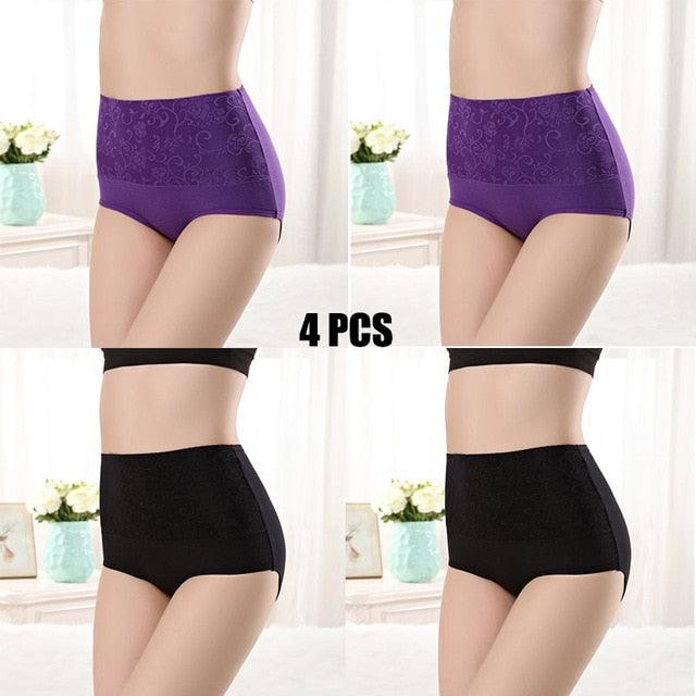 Amazing 4pcs/lot High Waist 100% Women's Cotton Underwear - Comfortable Breathable Abdomen Underwear (TSP2)