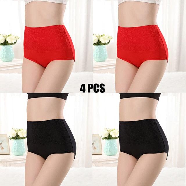 Amazing 4pcs/lot High Waist 100% Women's Cotton Underwear - Comfortable Breathable Abdomen Underwear (TSP2)