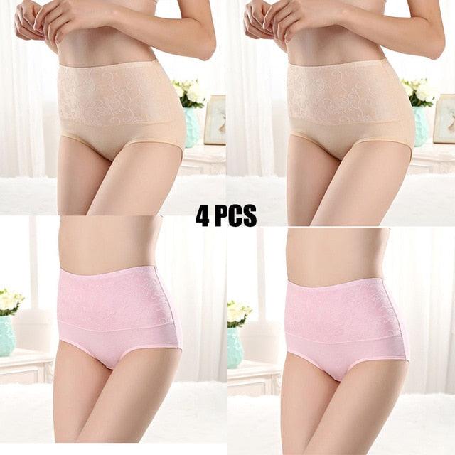 Amazing 4pcs/lot High Waist 100% Women's Cotton Underwear - Comfortable Breathable Abdomen Underwear (TSP2)