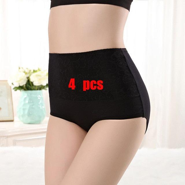 Amazing 4pcs/lot High Waist 100% Women's Cotton Underwear - Comfortable Breathable Abdomen Underwear (TSP2)