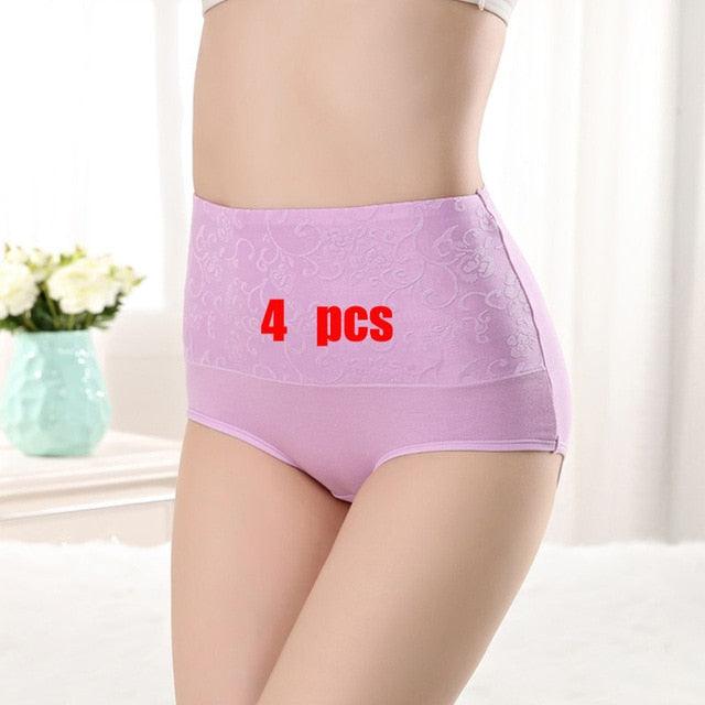 Amazing 4pcs/lot High Waist 100% Women's Cotton Underwear - Comfortable Breathable Abdomen Underwear (TSP2)