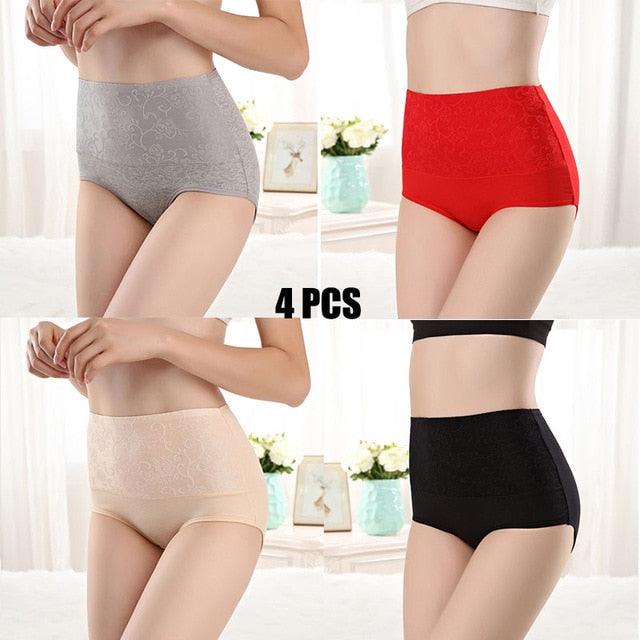 Amazing 4pcs/lot High Waist 100% Women's Cotton Underwear - Comfortable Breathable Abdomen Underwear (TSP2)