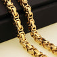 5/6/8mm Length Gold Tone Byzantine Stainless Steel Necklace - Fashion jewelry (MJ2)