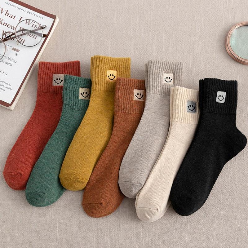 Cute 5 Pairs Women's Cotton Socks - Fashion Solid Color Sock (2WH1)(F87)