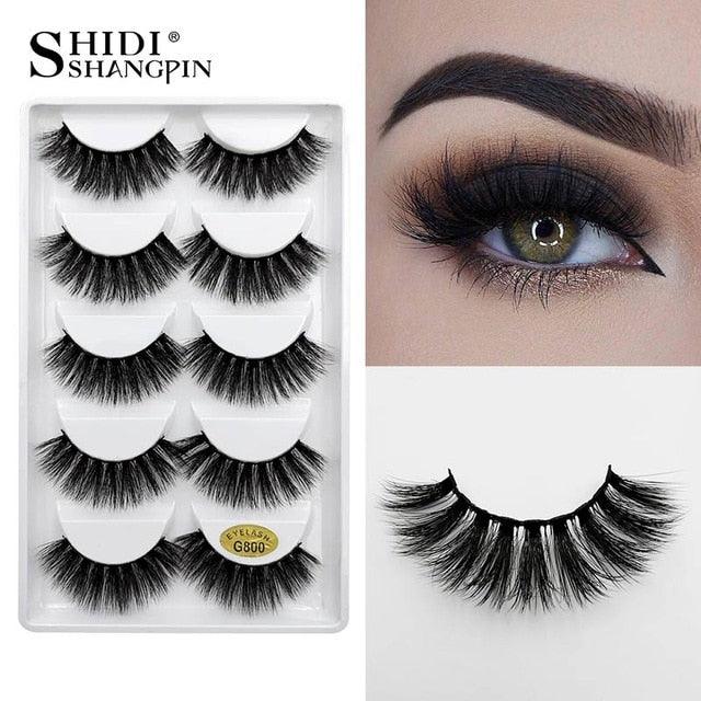 5 pairs mink lashes false eyelashes natural fake lashes 3d mink eyelashes 3d lashes (M2)(1U86)