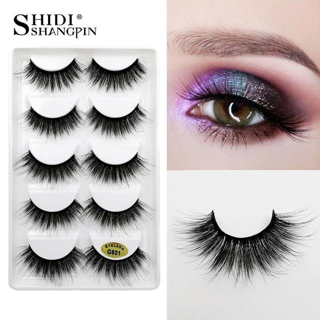 5 pairs mink lashes false eyelashes natural fake lashes 3d mink eyelashes 3d lashes (M2)(1U86)