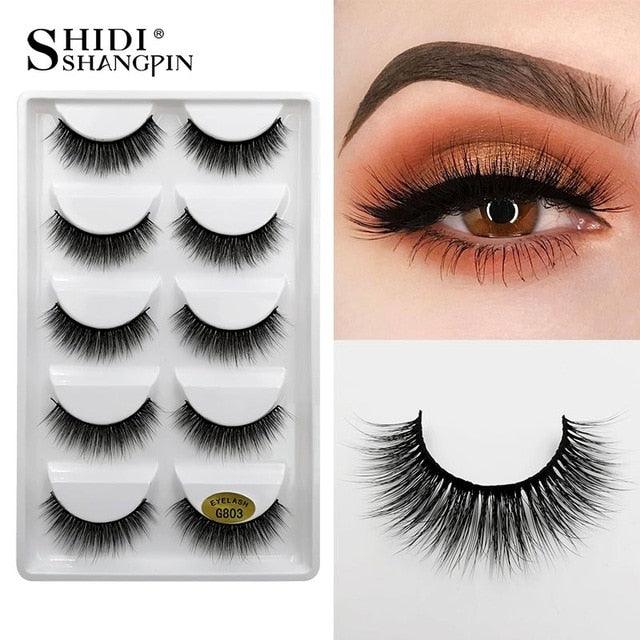 5 pairs mink lashes false eyelashes natural fake lashes 3d mink eyelashes 3d lashes (M2)(1U86)