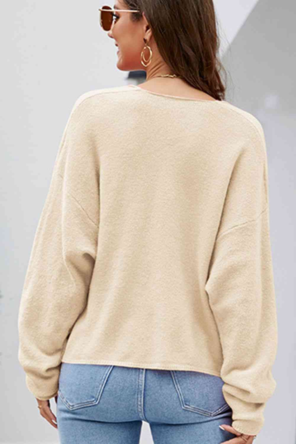 V-Neck Center Seam Sweater - Deals DejaVu