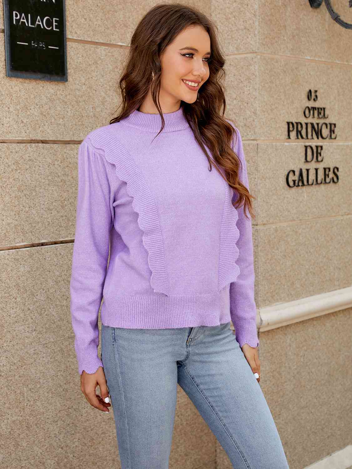 Round Neck Long Sleeve Sweater - Deals DejaVu