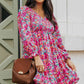 Floral Smocked V-Neck Flounce Sleeve Dress (MWBT) T - Deals DejaVu