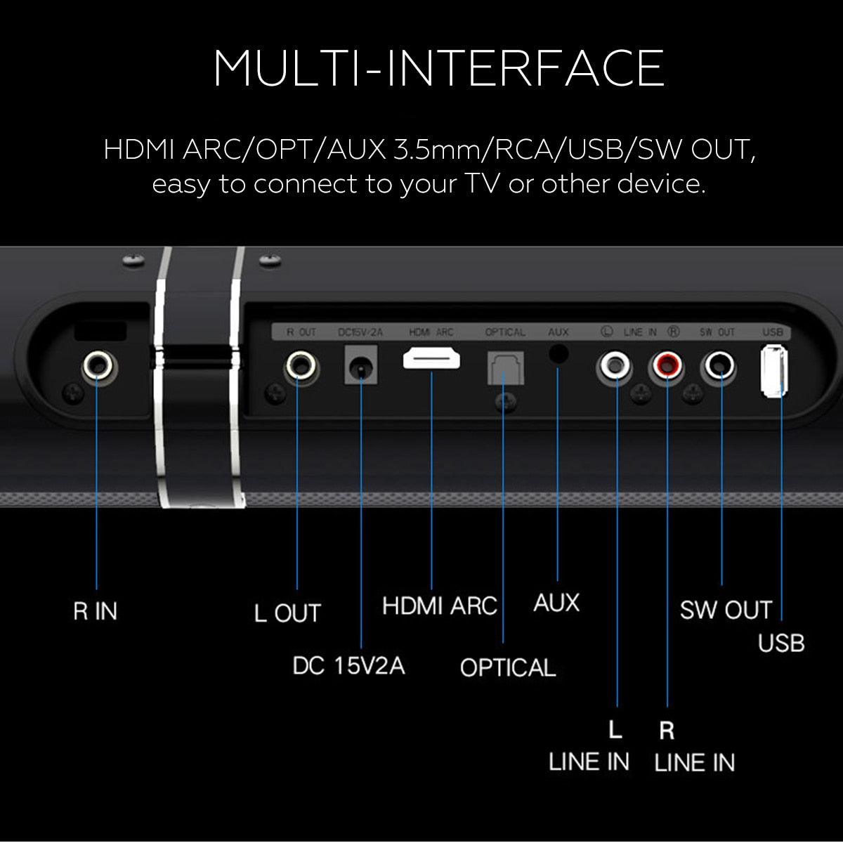 50W 100cm HiFi Detachable Wireless bluetooth Soundbar Speaker 3D Surround Stereo Subwoofer (HA5)(1U57)
