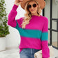 Contrast Round Neck Sweater - Deals DejaVu