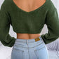 Twisted Front Long Sleeve Cropped Sweater