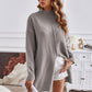 Exposed Seam Mock Neck Slit Sweater - Deals DejaVu