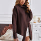 Exposed Seam Mock Neck Slit Sweater - Deals DejaVu