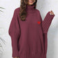 Turtle Neck Long Sleeve Ribbed Sweater - Deals DejaVu