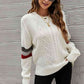 Feeling You Best Striped Cable-Knit Round Neck Sweater - Deals DejaVu