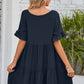 V-Neck Flounce Sleeve Tiered Dress (BWD)(WS06)T