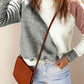 Color Block Round Neck Dropped Shoulder Pullover Sweater - Deals DejaVu