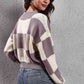 Color Block Round Neck Dropped Shoulder Sweater - Deals DejaVu